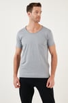 Buratti Pamuklu Slim Fit V Yaka Basic Erkek T Shirt 5412001 AÇIK MELANJ