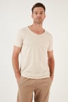 Buratti Pamuklu Slim Fit V Yaka Basic Erkek T Shirt 5412001 BEJ