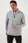Buratti Pamuklu Slim Fit Yarım Fermuarlı Dik Yaka Erkek Sweat 5905400 AÇIK GRİ