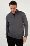Buratti Pamuklu Slim Fit Yarım Fermuarlı Dik Yaka Erkek Sweat 5905400 ANTRASİT