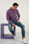 Buratti Pamuklu Slim Fit Yarım Fermuarlı Dik Yaka Erkek Sweat 5905400 MOR