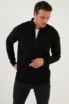 Buratti Pamuklu Slim Fit Yarım Fermuarlı Dik Yaka Erkek Sweat 5905400 SİYAH