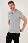 Buratti Pamuklu V Yaka Regular Fit Erkek T Shirt 5902122 GRİ MELANJ