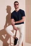 Buratti Pamuklu V Yaka Regular Fit Erkek T Shirt 5902122 İNDİGO