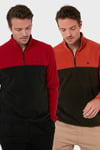 Buratti Regular Fit Anti-Pilling Tüylenme Yapmayan Dik Yaka Şardonlu 2'li Paket Erkek Polar 5906016S2 Oranj-Bordo