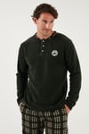 Buratti Regular Fit Bisiklet Yaka Kışlık Yumuşak Dokulu Polar Erkek Pijama Takımı 6096100 HAKİ