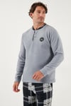 Buratti Regular Fit Bisiklet Yaka Kışlık Yumuşak Dokulu Polar Erkek Pijama Takımı 6096100 GRİ