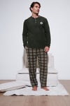 Buratti Regular Fit Bisiklet Yaka Kışlık Yumuşak Dokulu Polar Erkek Pijama Takımı 6096100 HAKİ