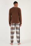 Buratti Regular Fit Bisiklet Yaka Kışlık Yumuşak Dokulu Polar Erkek Pijama Takımı 6096100 CAMEL