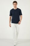 Buratti Regular Fit Bisiklet Yaka OYSHO Kumaş Erkek T Shirt 5904091 İNDİGO