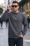 Buratti Regular Fit Bisiklet Yaka Pamuklu İçi Tüylü Yumuşak Şardonlu Erkek Sweat 5905255 ANTRASİT