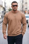 Buratti Regular Fit Bisiklet Yaka Pamuklu İçi Tüylü Yumuşak Şardonlu Erkek Sweat 5905255 Tarçın