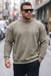 Buratti Regular Fit Bisiklet Yaka Pamuklu İçi Tüylü Yumuşak Şardonlu Erkek Sweat 5905255 Vizon Yeşili