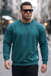 Buratti Regular Fit Bisiklet Yaka Pamuklu İçi Tüylü Yumuşak Şardonlu Erkek Sweat 5905255 PETROL