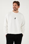 Buratti Regular Fit Bisiklet Yaka Pamuklu İçi Tüylü Yumuşak Şardonlu Erkek Sweat 5905405 EKRU