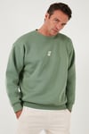 Buratti Regular Fit Bisiklet Yaka Pamuklu İçi Tüylü Yumuşak Şardonlu Erkek Sweat 5905405 ELMA YEŞİLİ