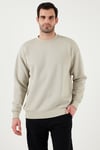 Buratti Regular Fit Bisiklet Yaka Pamuklu İçi Tüylü Yumuşak Şardonlu Erkek Sweat 5905255 KREM