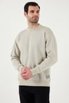 Buratti Regular Fit Bisiklet Yaka Pamuklu İçi Tüylü Yumuşak Şardonlu Erkek Sweat 5905255 KREM