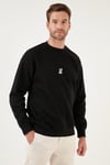Buratti Regular Fit Bisiklet Yaka Pamuklu İçi Tüylü Yumuşak Şardonlu Erkek Sweat 5905405 SİYAH