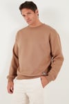 Buratti Regular Fit Bisiklet Yaka Pamuklu İçi Tüylü Yumuşak Şardonlu Erkek Sweat 5905255 Tarçın