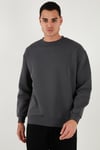 Buratti Regular Fit Bisiklet Yaka Pamuklu İçi Tüylü Yumuşak Şardonlu Erkek Sweat 5905255 ANTRASİT