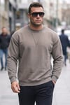 Buratti Regular Fit Bisiklet Yaka Pamuklu İçi Tüylü Yumuşak Şardonlu Erkek Sweat 5905255 TOPRAK
