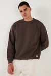 Buratti Regular Fit Bisiklet Yaka Pamuklu İçi Tüylü Yumuşak Şardonlu Erkek Sweat 5905255 KOYU KAHVE
