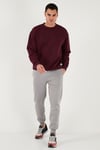 Buratti Regular Fit Bisiklet Yaka Pamuklu İçi Tüylü Yumuşak Şardonlu Erkek Sweat 5905255 VİŞNE