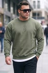 Buratti Regular Fit Bisiklet Yaka Pamuklu İçi Tüylü Yumuşak Şardonlu Erkek Sweat 5905255 HAKİ