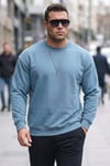Buratti Regular Fit Bisiklet Yaka Pamuklu İçi Tüylü Yumuşak Şardonlu Erkek Sweat 5905255 MAVİ