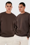 Buratti Regular Fit Bisiklet Yaka Şardonlu 2'li Paket Erkek Sweat 5905255S2 Koyu Kahve-Koyu Kahve