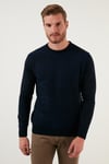 Buratti Regular Fit Bisiklet Yaka Yün Karışımlı Kışlık Erkek Kazak 6341020 LACİVERT