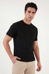 Buratti Regular Fit Çizgili Dokulu Bisiklet Yaka Erkek T Shirt 5904023 SİYAH