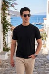 Buratti Regular Fit Çizgili Dokulu Bisiklet Yaka Erkek T Shirt 5904023 SİYAH