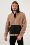 Buratti Regular Fit Fermuarlı Kapüşonlu Polar Erkek Hırka 5909005 VİZON