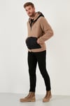 Buratti Regular Fit Fermuarlı Kapüşonlu Polar Erkek Hırka 5909005 VİZON