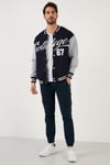 Buratti Regular Fit İçi Yumuşak Tüylü Kolej Yaka Bomber Erkek Mont 628X8928 LACİVERT