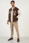 Buratti Regular Fit İçi Yumuşak Tüylü Kolej Yaka Bomber Erkek Mont 628X8928 KAHVE
