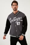 Buratti Regular Fit İçi Yumuşak Tüylü Kolej Yaka Bomber Erkek Mont 628X8928 ANTRASİT