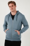 Buratti Regular Fit Kapüşonlu Fermuarlı İçi Tüylü Yumuşak Şardonlu Kışlık Erkek Sweat 5905340 KOYU GRİ