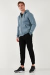 Buratti Regular Fit Kapüşonlu Fermuarlı İçi Tüylü Yumuşak Şardonlu Kışlık Erkek Sweat 5905340 KOYU GRİ