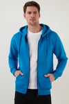 Buratti Regular Fit Kapüşonlu Fermuarlı İçi Tüylü Yumuşak Şardonlu Kışlık Erkek Sweat 5905340 Deniz Mavi