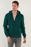 Buratti Regular Fit Kapüşonlu Fermuarlı İçi Tüylü Yumuşak Şardonlu Kışlık Erkek Sweat 5905340 HUNTER