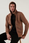 Buratti Regular Fit Kapüşonlu Fermuarlı İçi Tüylü Yumuşak Şardonlu Kışlık Erkek Sweat 5905340 SÜTLÜ KAHVE