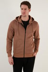 Buratti Regular Fit Kapüşonlu Fermuarlı İçi Tüylü Yumuşak Şardonlu Kışlık Erkek Sweat 5905340 SÜTLÜ KAHVE