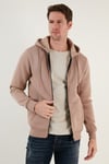 Buratti Regular Fit Kapüşonlu Fermuarlı İçi Tüylü Yumuşak Şardonlu Kışlık Erkek Sweat 5905340 KOYU BEJ