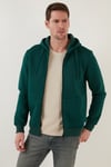 Buratti Regular Fit Kapüşonlu Fermuarlı İçi Tüylü Yumuşak Şardonlu Kışlık Erkek Sweat 5905340 HUNTER