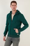 Buratti Regular Fit Kapüşonlu Fermuarlı İçi Tüylü Yumuşak Şardonlu Kışlık Erkek Sweat 5905340 HUNTER