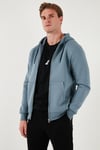 Buratti Regular Fit Kapüşonlu Fermuarlı İçi Tüylü Yumuşak Şardonlu Kışlık Erkek Sweat 5905340 KOYU GRİ