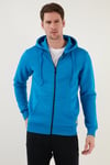 Buratti Regular Fit Kapüşonlu Fermuarlı İçi Tüylü Yumuşak Şardonlu Kışlık Erkek Sweat 5905340 Deniz Mavi